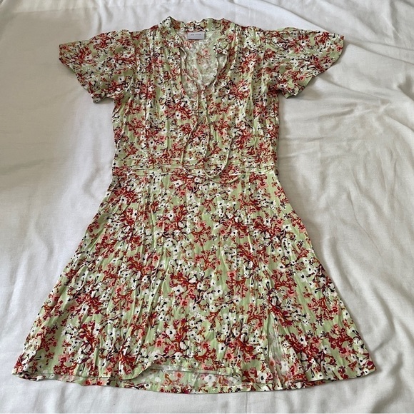 Anthropologie Rue Stiic Medium Bell Mini Dress Floral Fit & Flare Flutter Sleeve - Picture 5 of 10